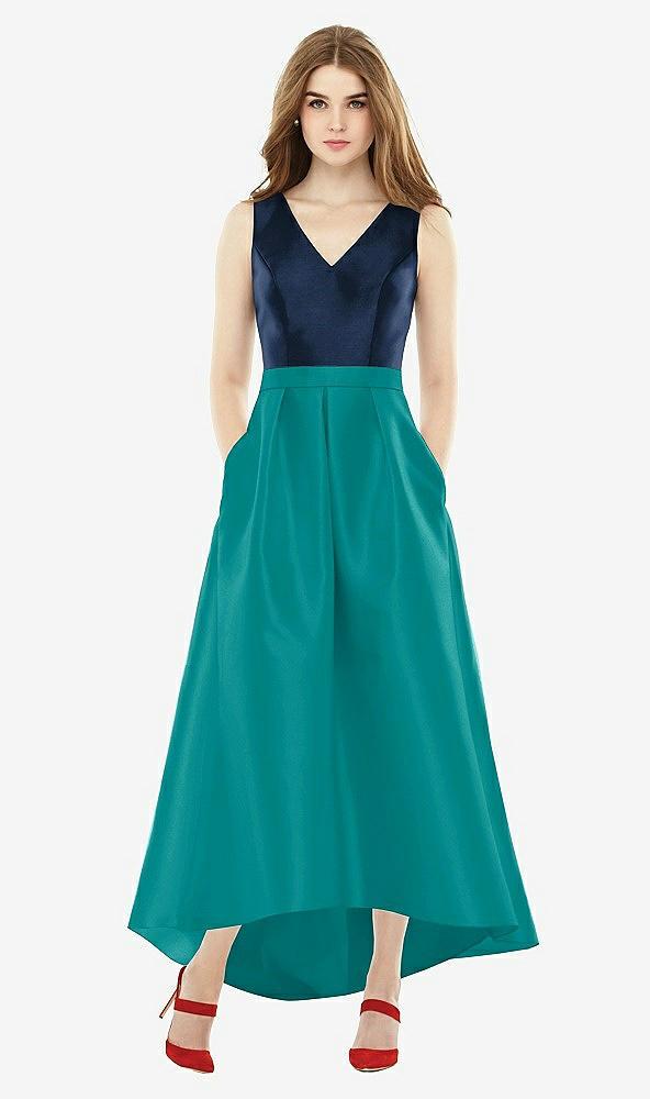 sleeveless pleated skirt high low dress with pockets