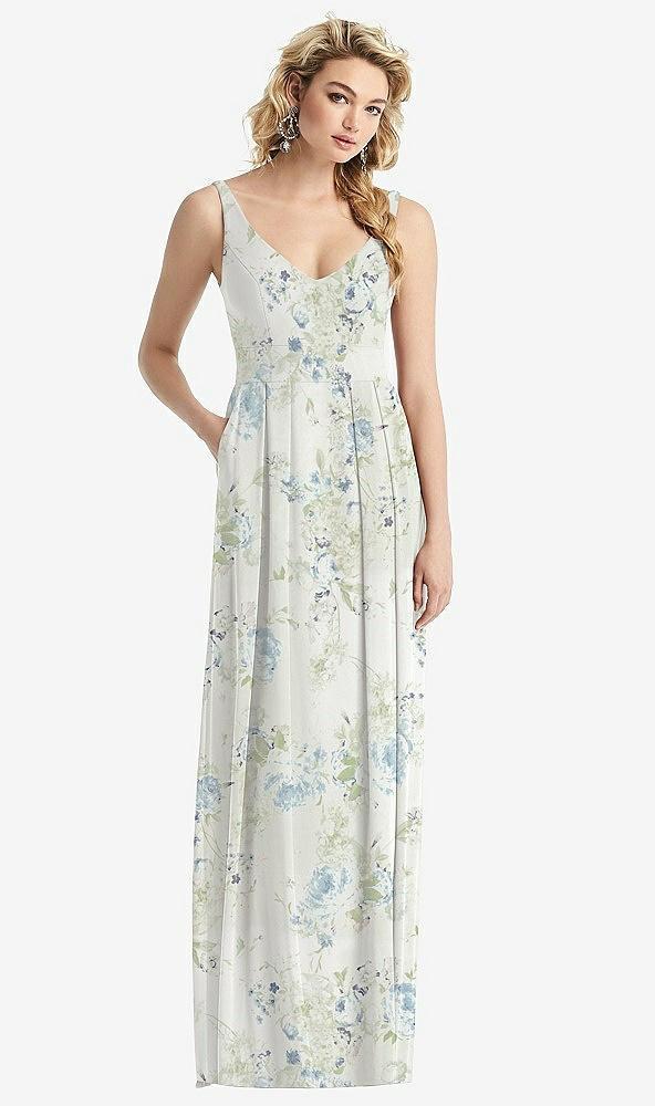 sleeveless pleated skirt maxi dress with pockets