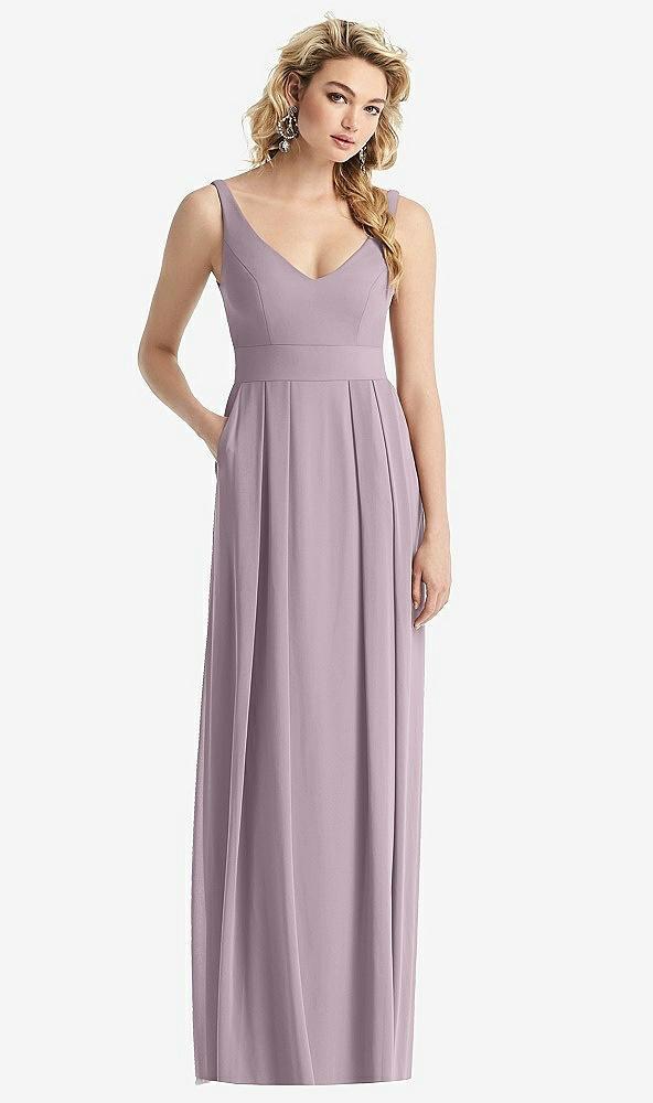 sleeveless pleated skirt maxi dress with pockets