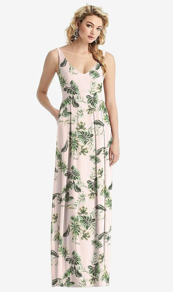 sleeveless pleated skirt maxi dress with pockets