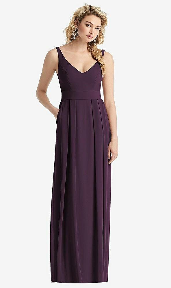 sleeveless pleated skirt maxi dress with pockets