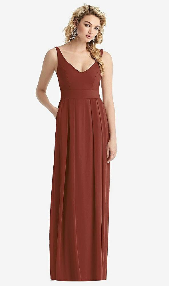 sleeveless pleated skirt maxi dress with pockets