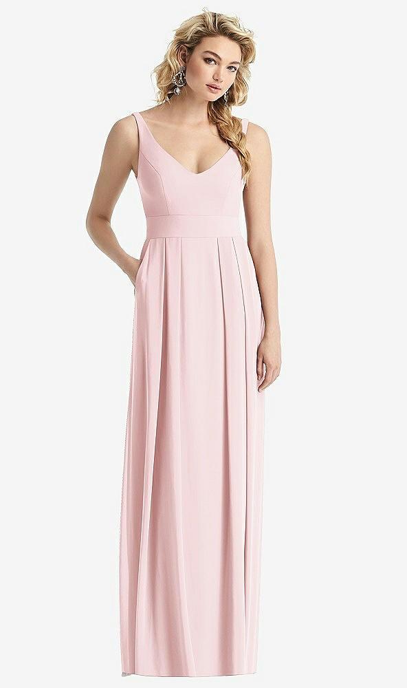 sleeveless pleated skirt maxi dress with pockets