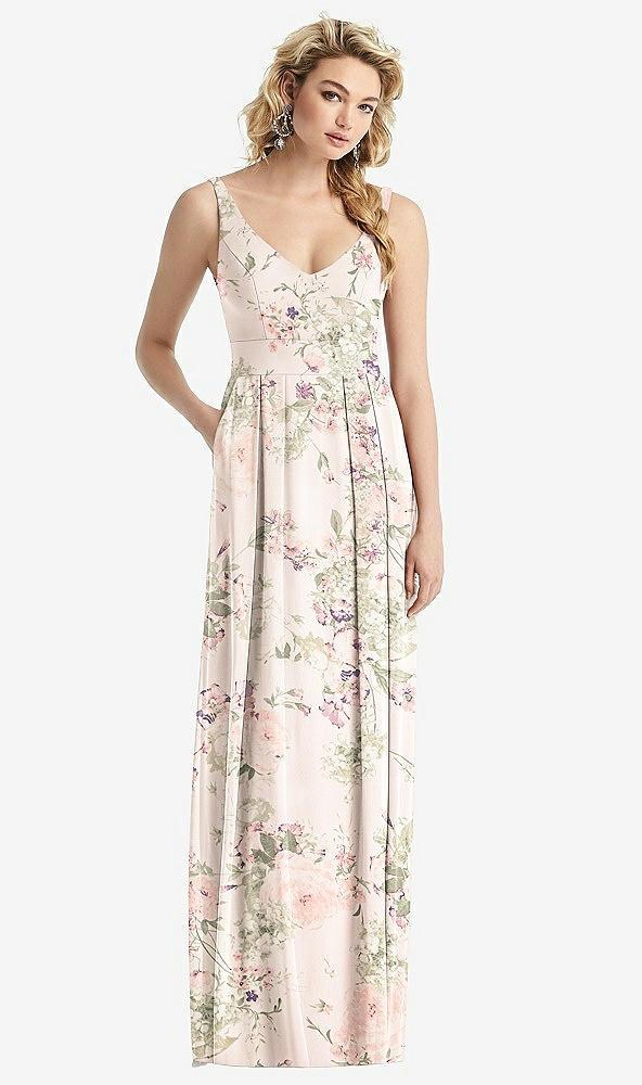 sleeveless pleated skirt maxi dress with pockets