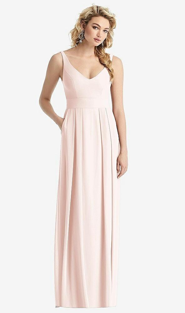 sleeveless pleated skirt maxi dress with pockets