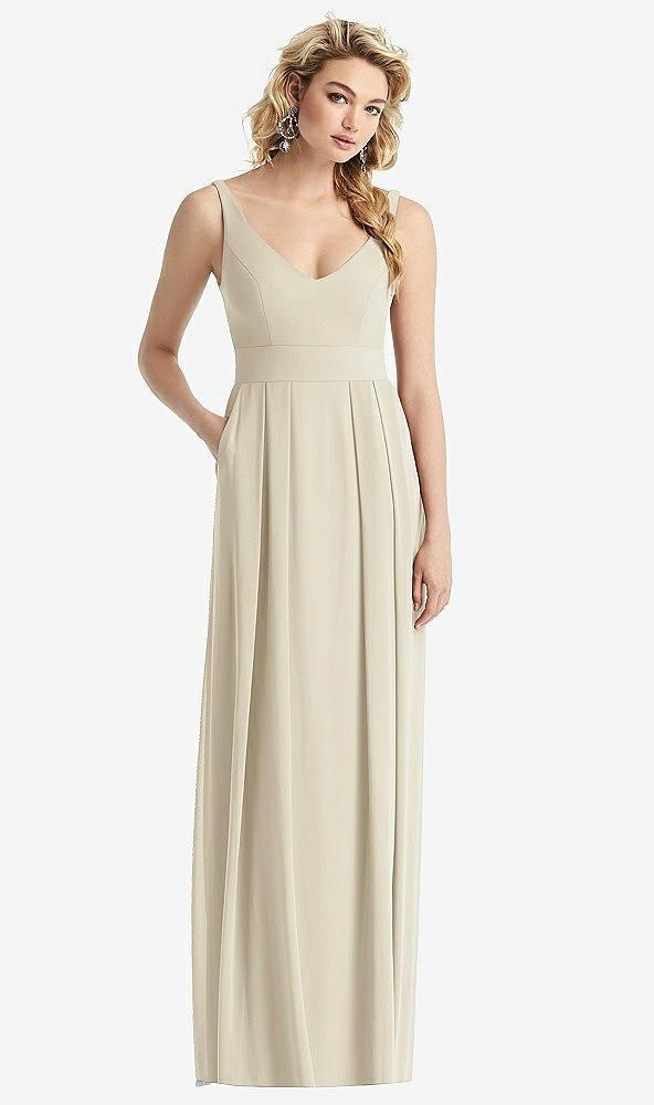 sleeveless pleated skirt maxi dress with pockets