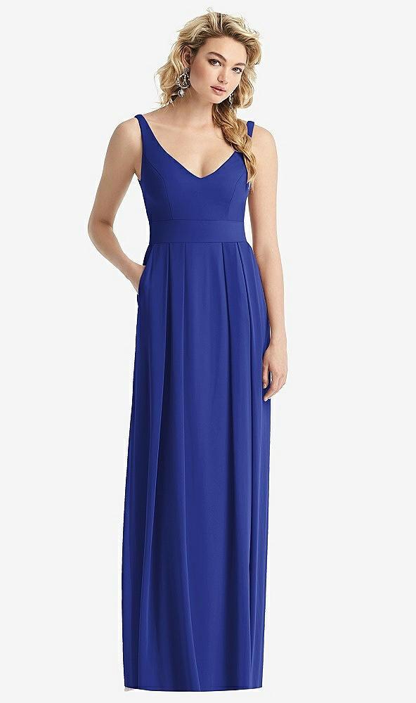 sleeveless pleated skirt maxi dress with pockets