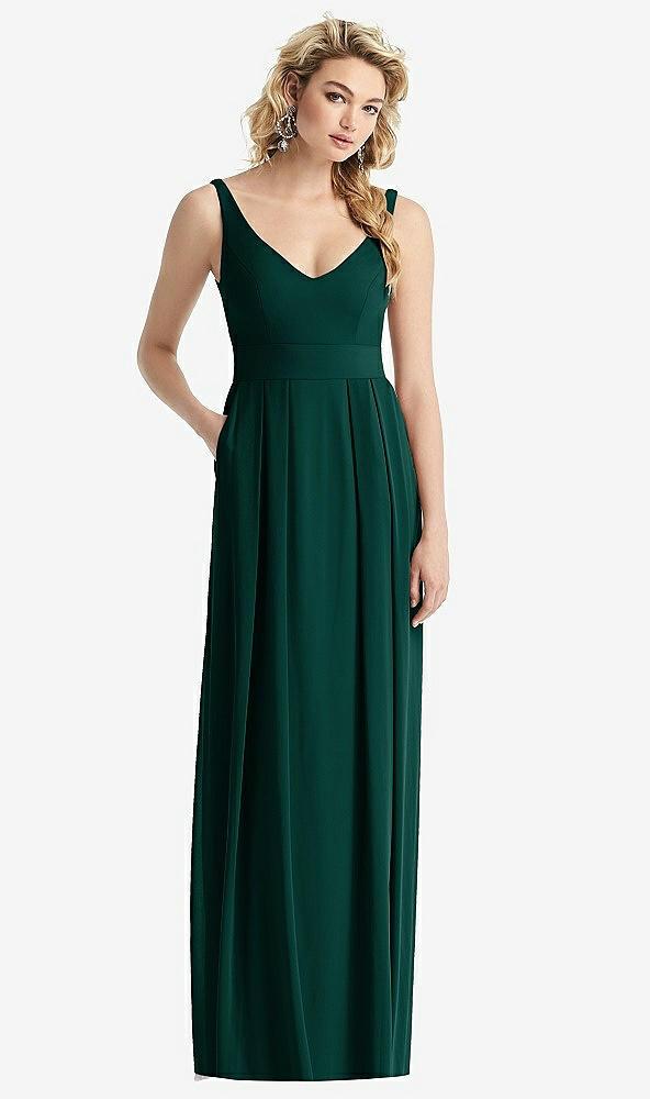 sleeveless pleated skirt maxi dress with pockets
