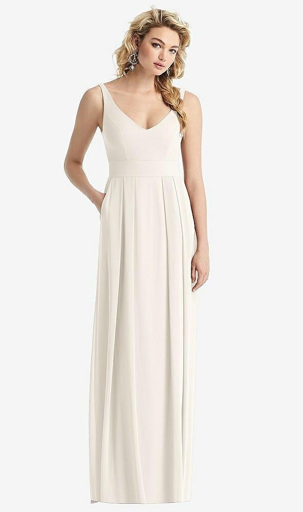 sleeveless pleated skirt maxi dress with pockets