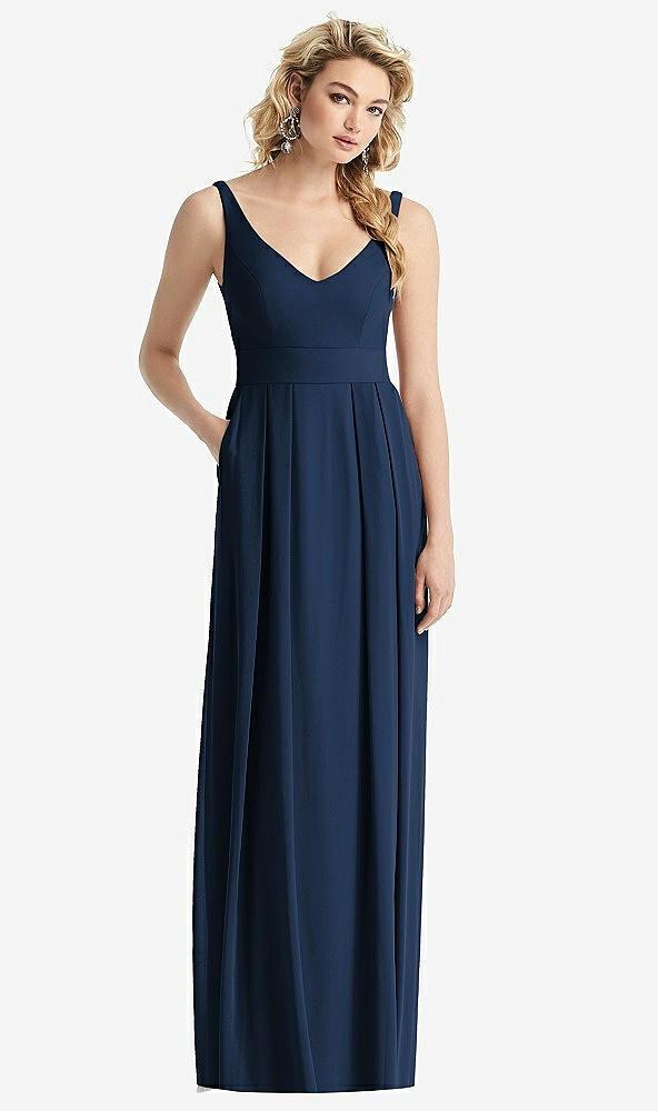 sleeveless pleated skirt maxi dress with pockets