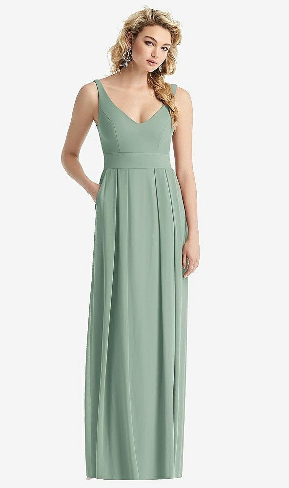 sleeveless pleated skirt maxi dress with pockets