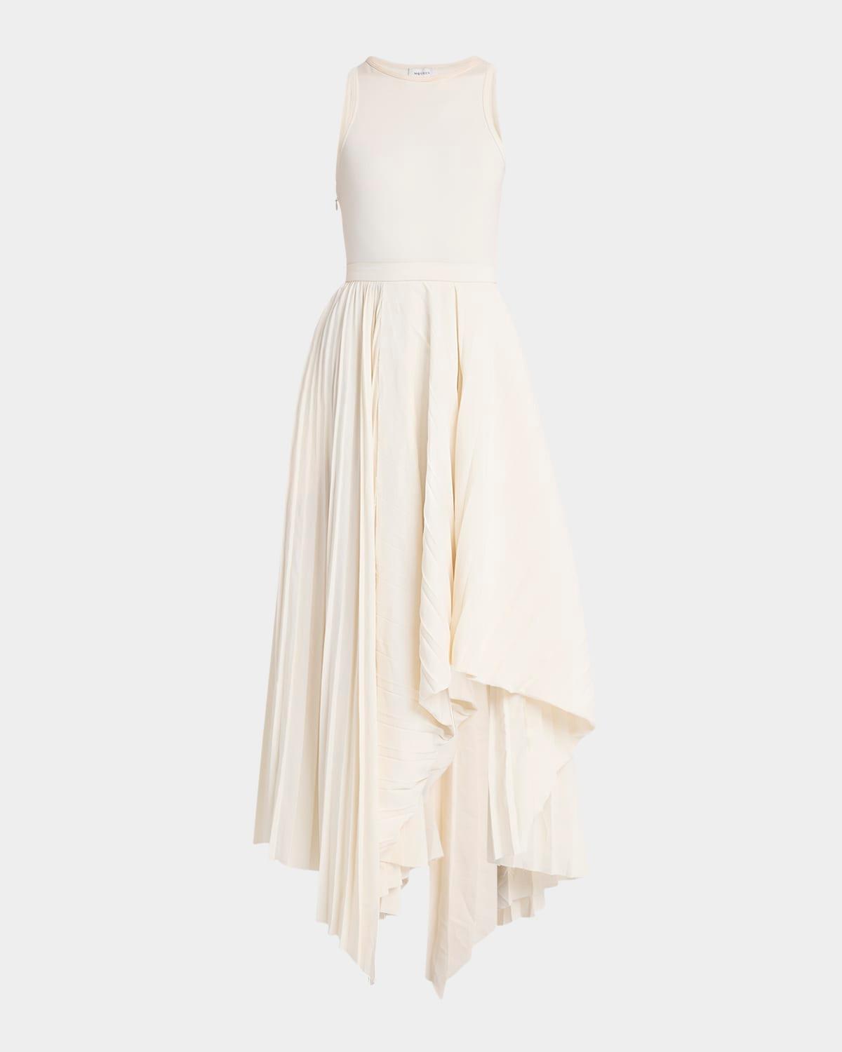 sleeveless pleated skirt maxi dress