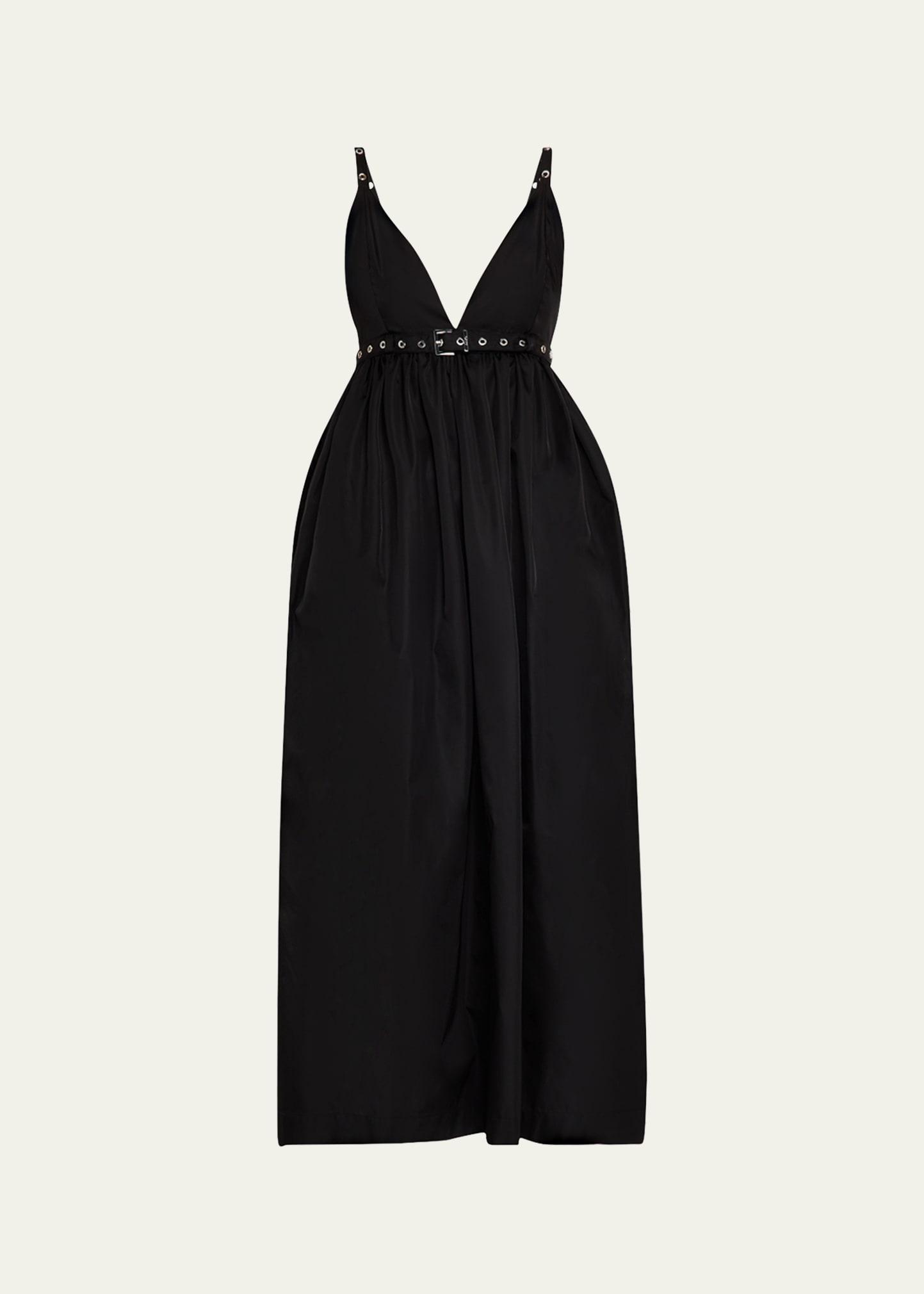 sleeveless plunge empire midi dress