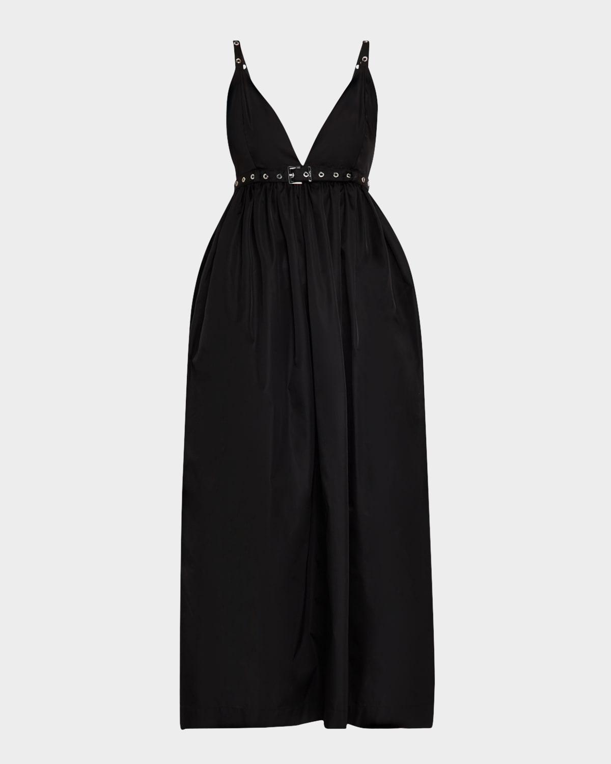 sleeveless plunge empire midi dress