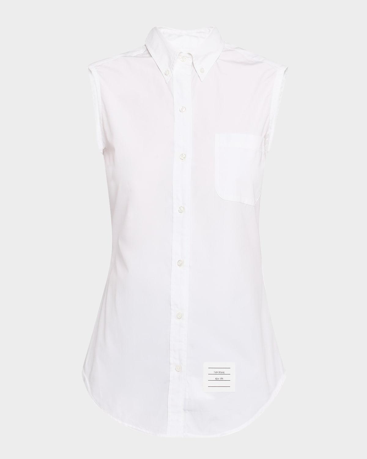 sleeveless poplin button-down shirt