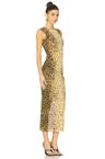 sleeveless power mesh midi dress