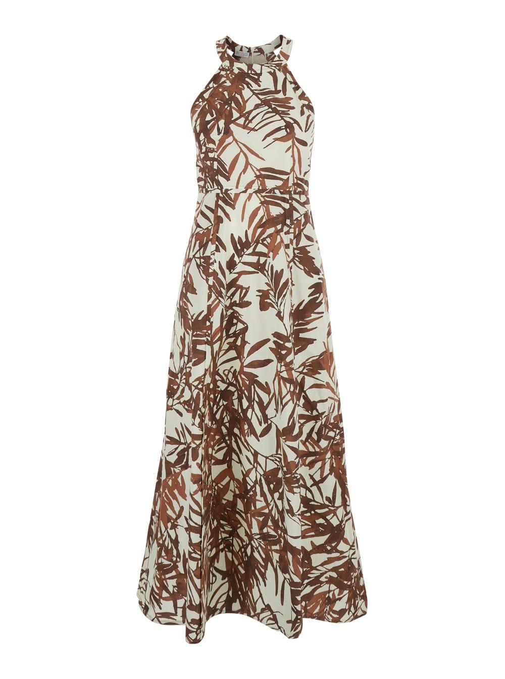 sleeveless printed flare dress