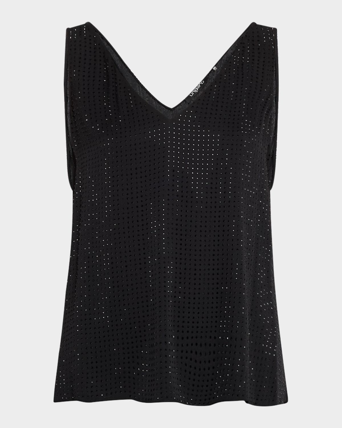 sleeveless rhinestone blouse