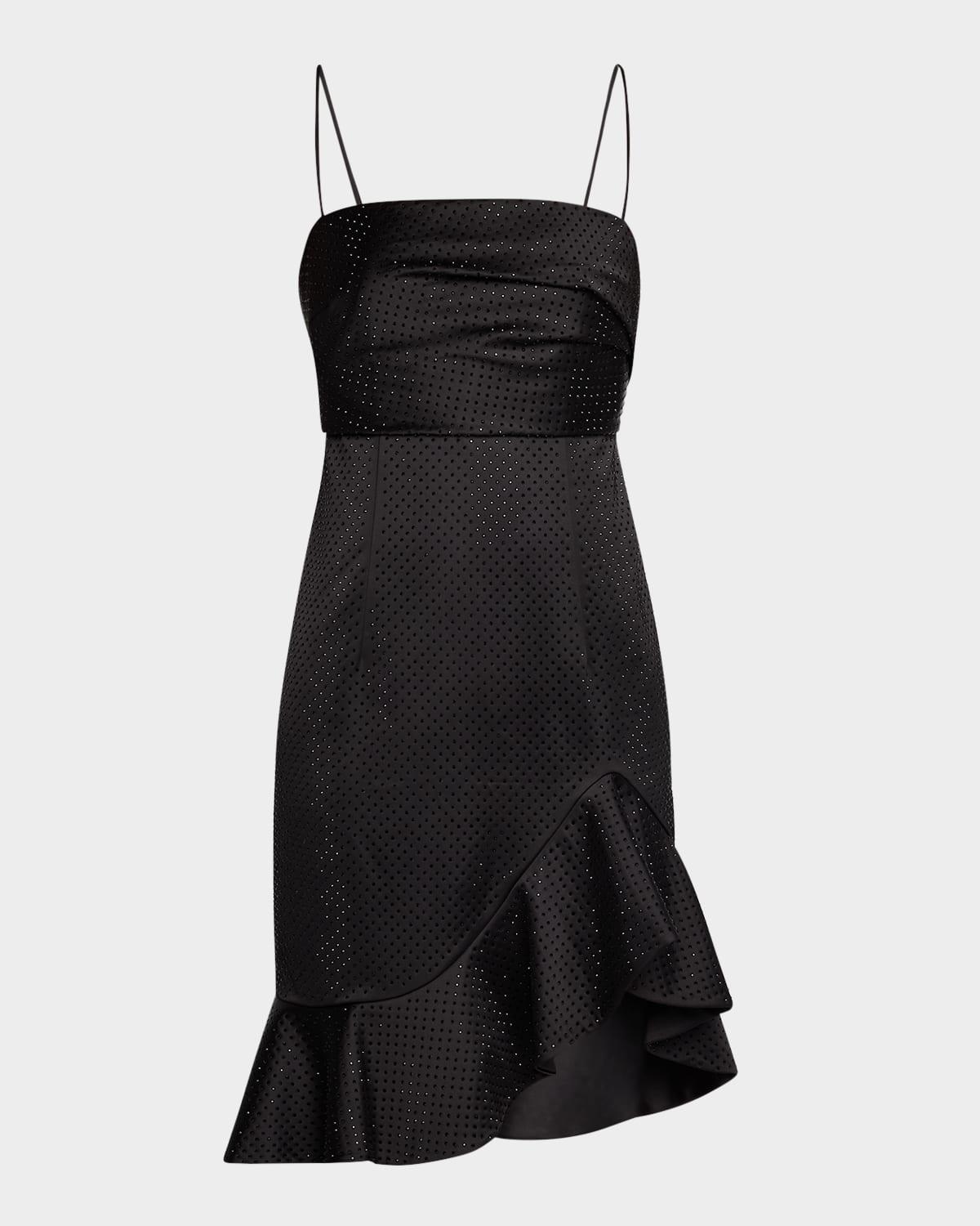 sleeveless rhinestone satin dress