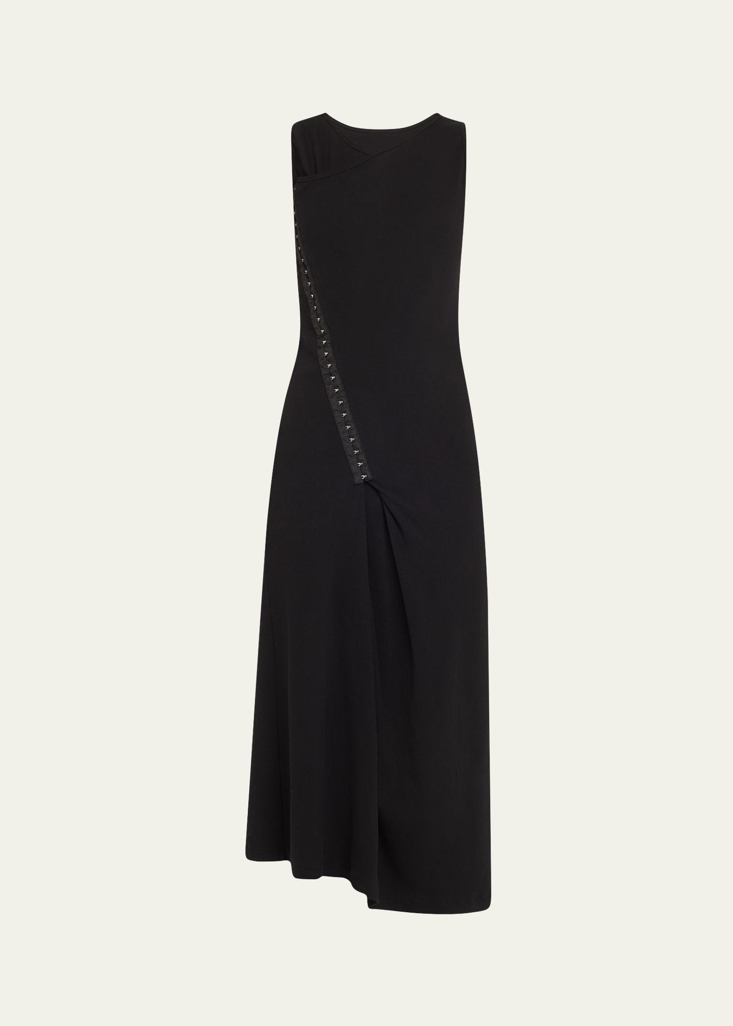 sleeveless rib jersey hook midi dress