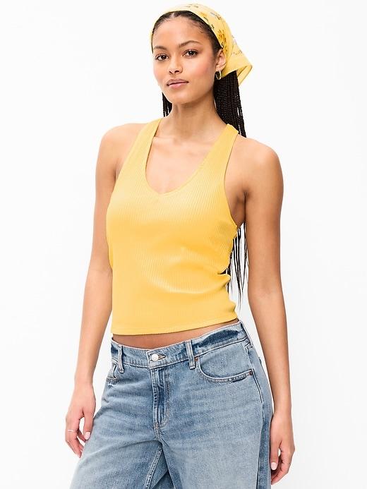 sleeveless ribbed loop-back tank top