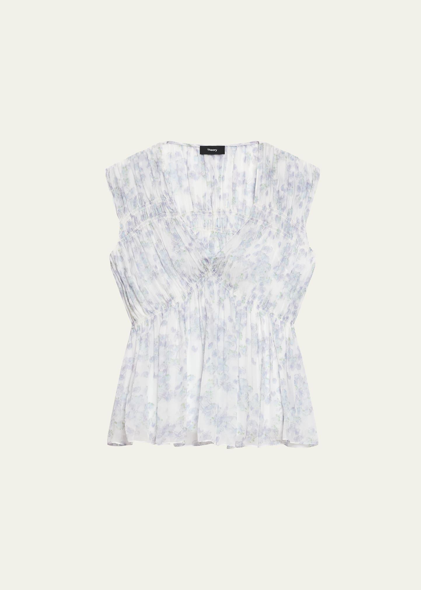 sleeveless ruched v-neck top