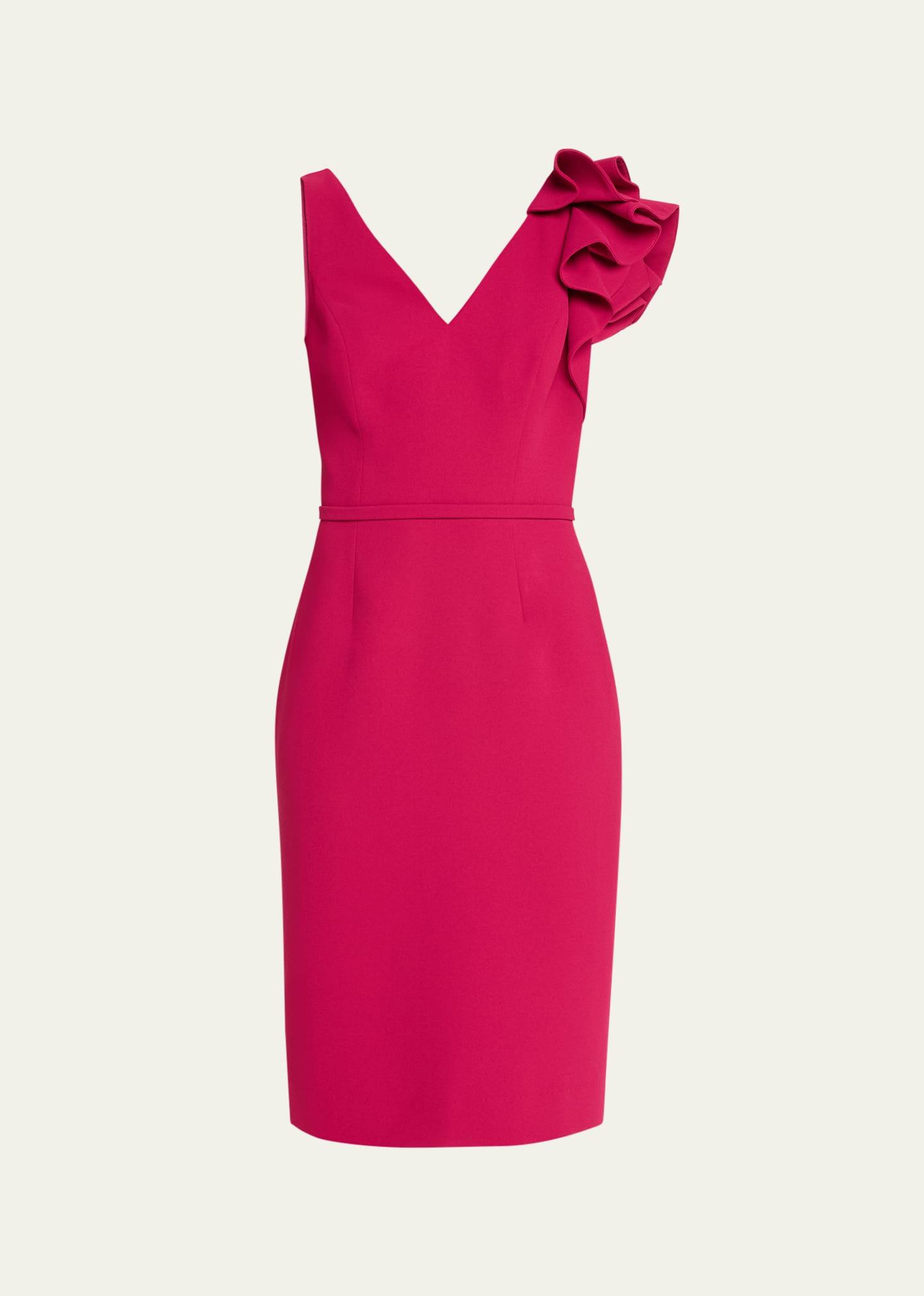 sleeveless ruffle crepe dress