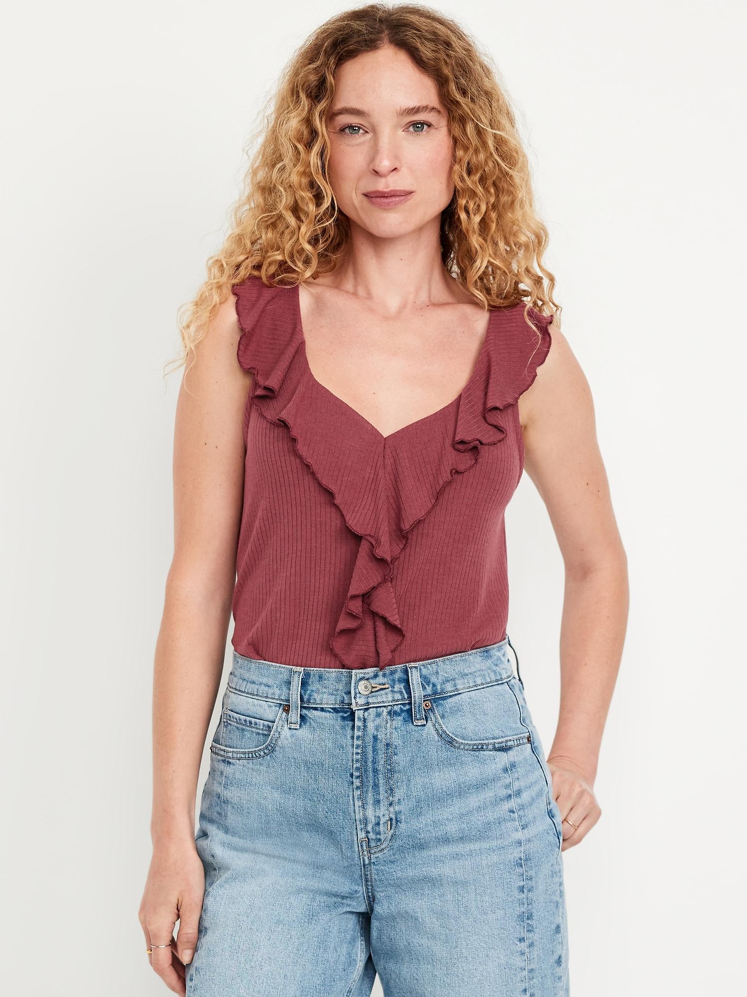 sleeveless ruffle top