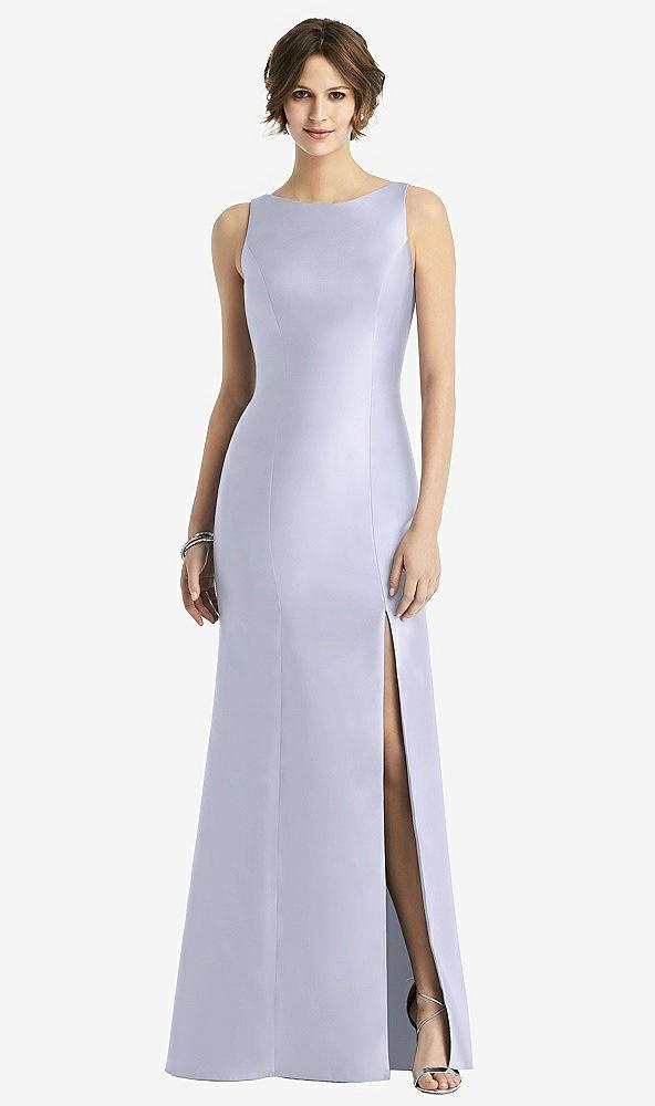 sleeveless satin trumpet gown with bow at open-back