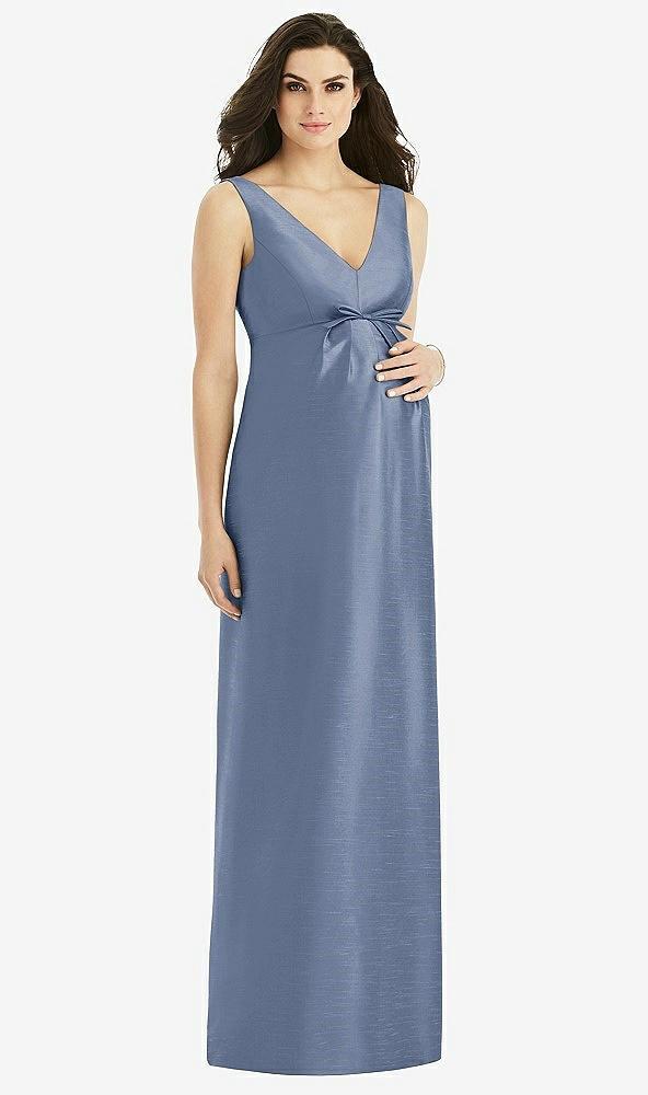 sleeveless satin twill maternity dress