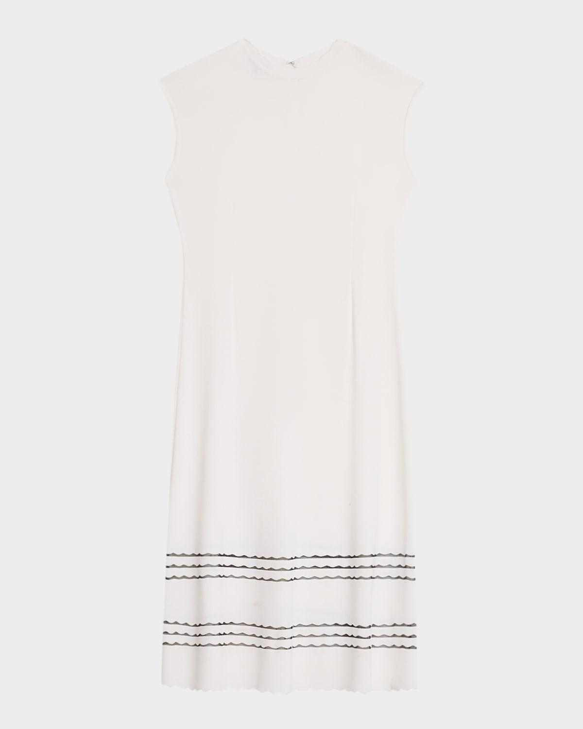 sleeveless scalloped knit a-line midi dress