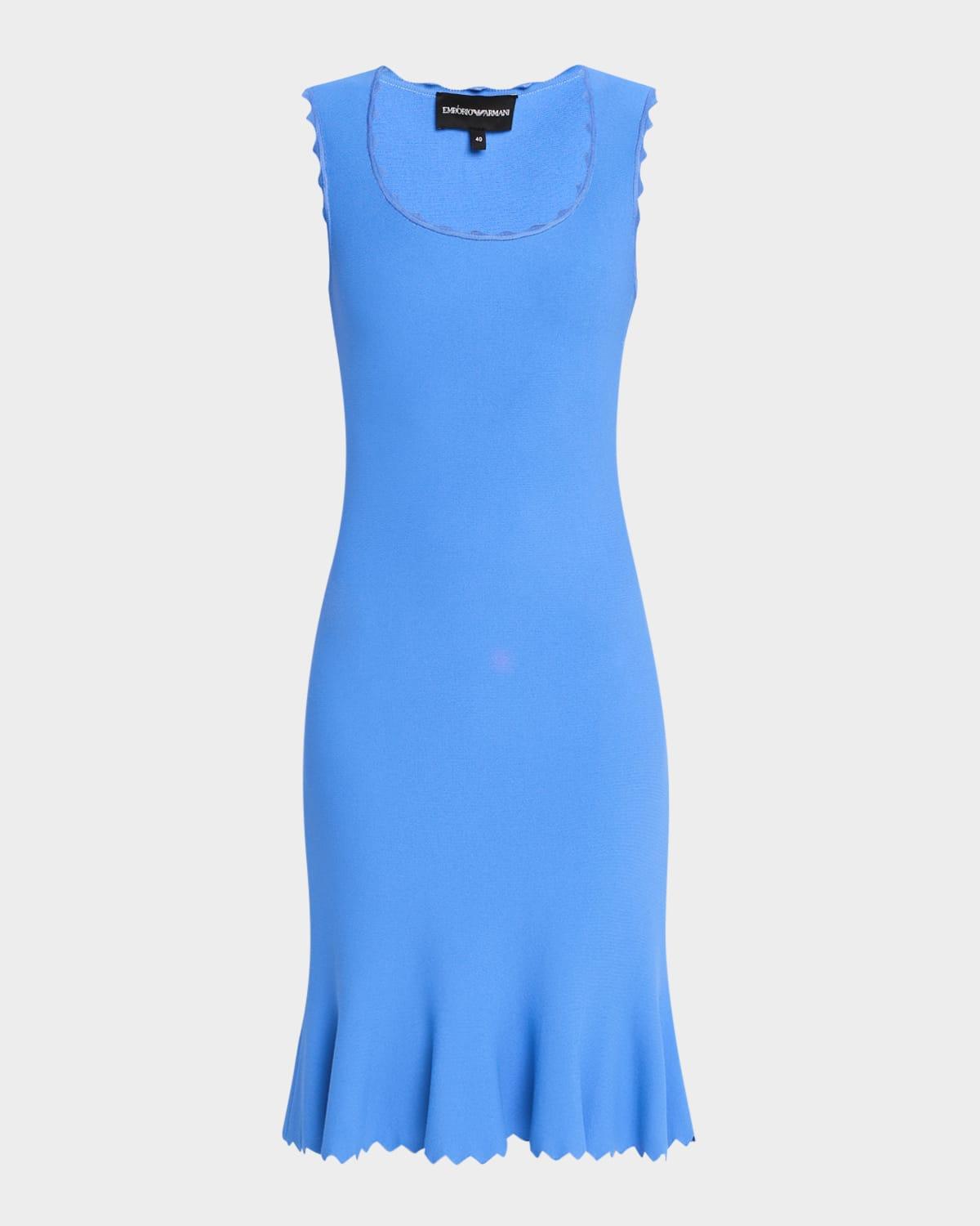 sleeveless scalloped stretch milano dress