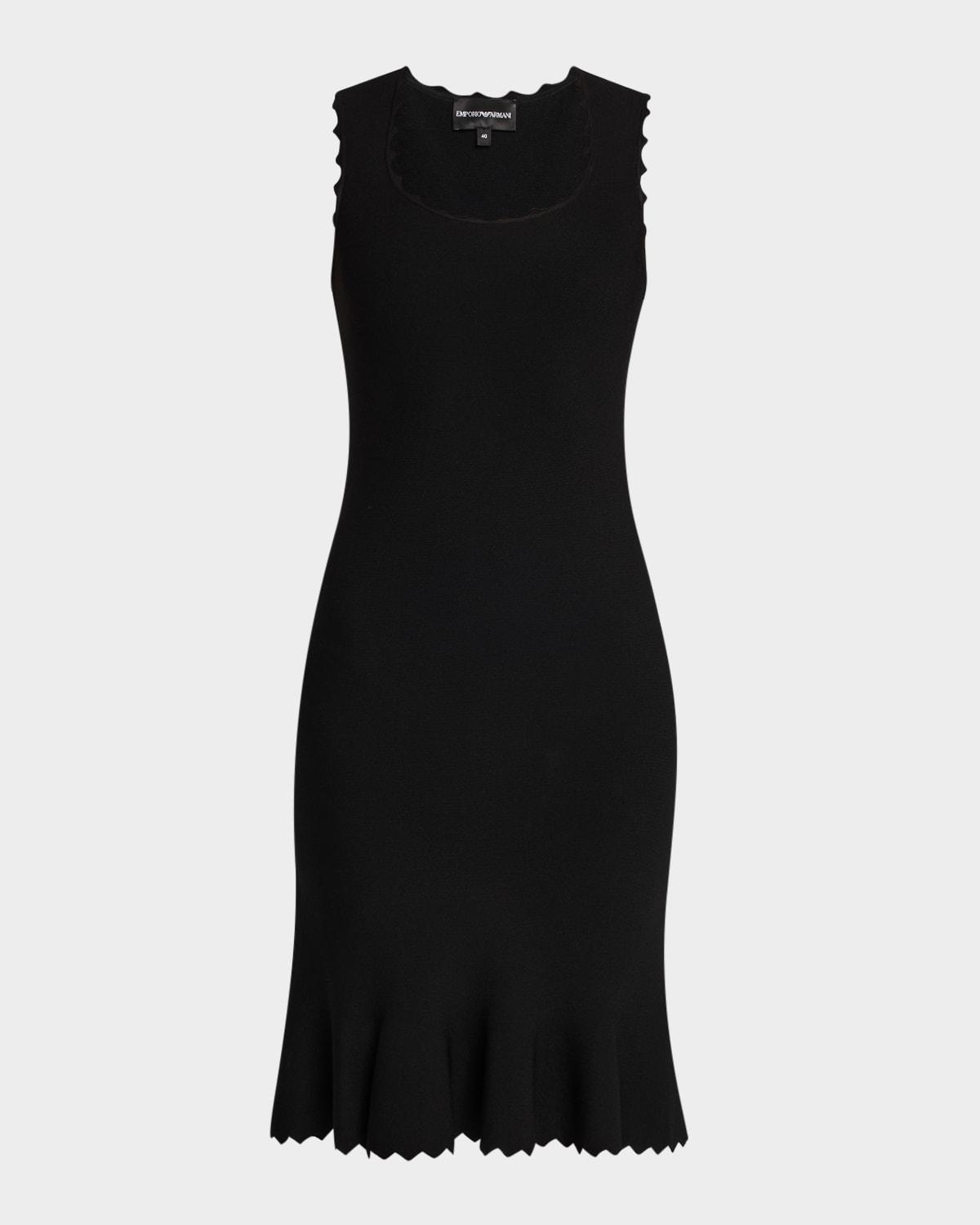 sleeveless scalloped stretch milano dress