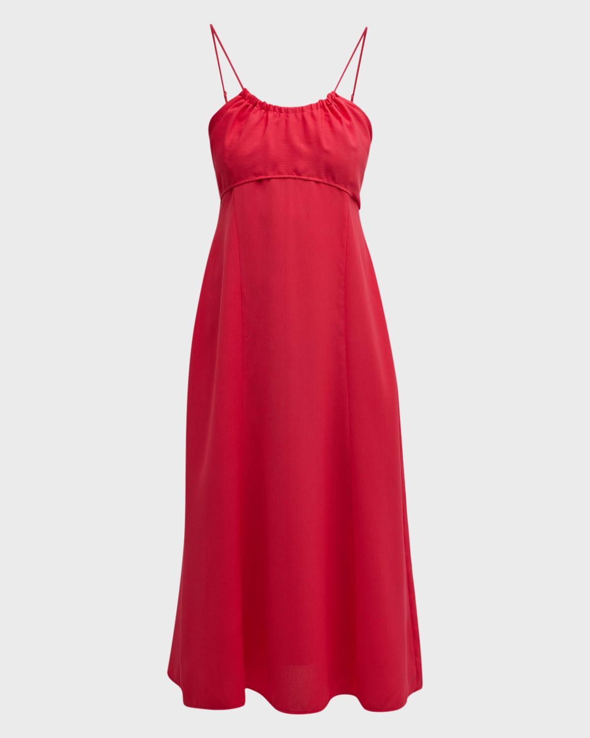 sleeveless scoop-neck crepe midi dress