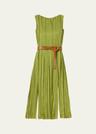 sleeveless self-paneled midi dress