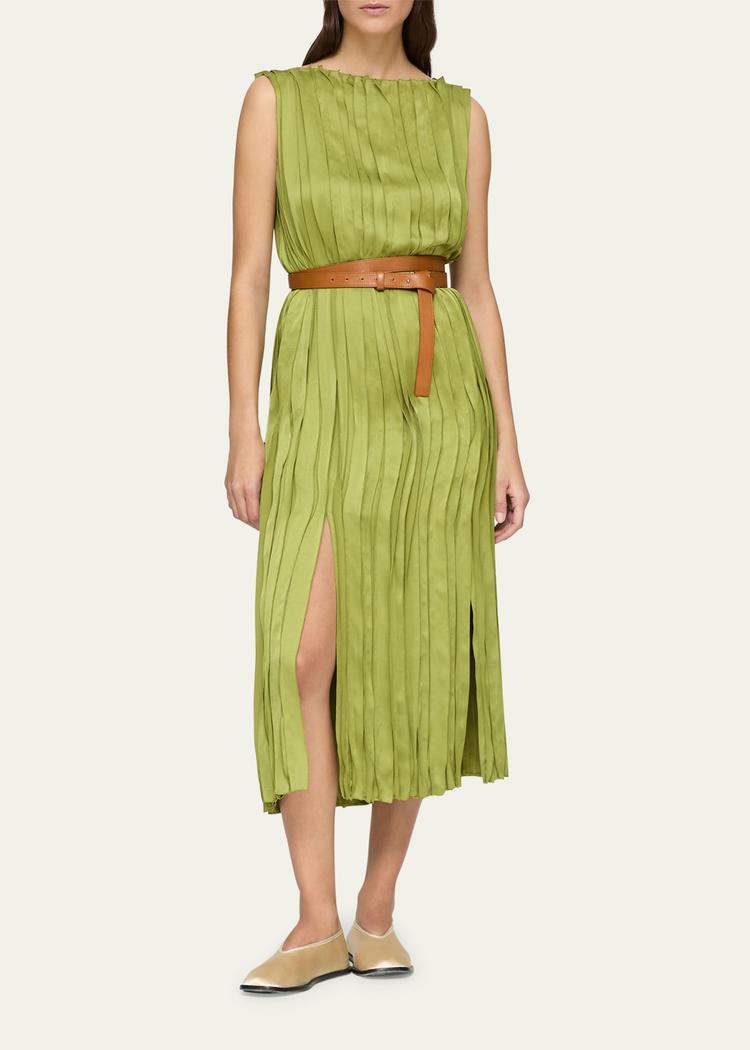 sleeveless self-paneled midi dress