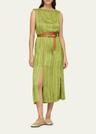 sleeveless self-paneled midi dress