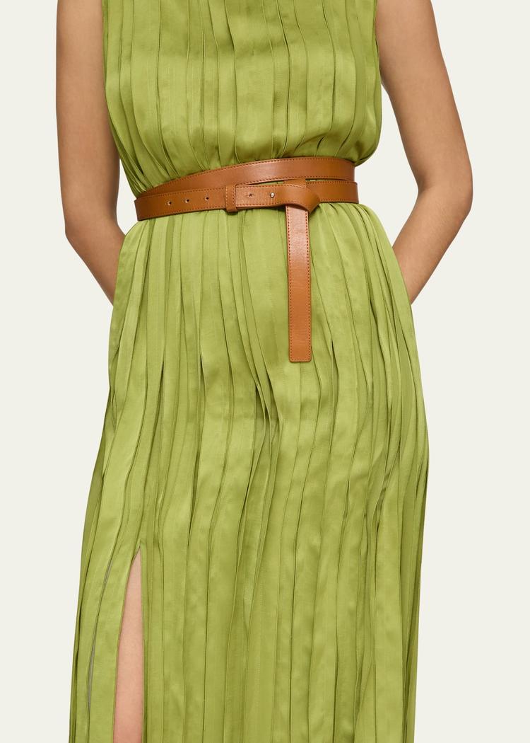 sleeveless self-paneled midi dress