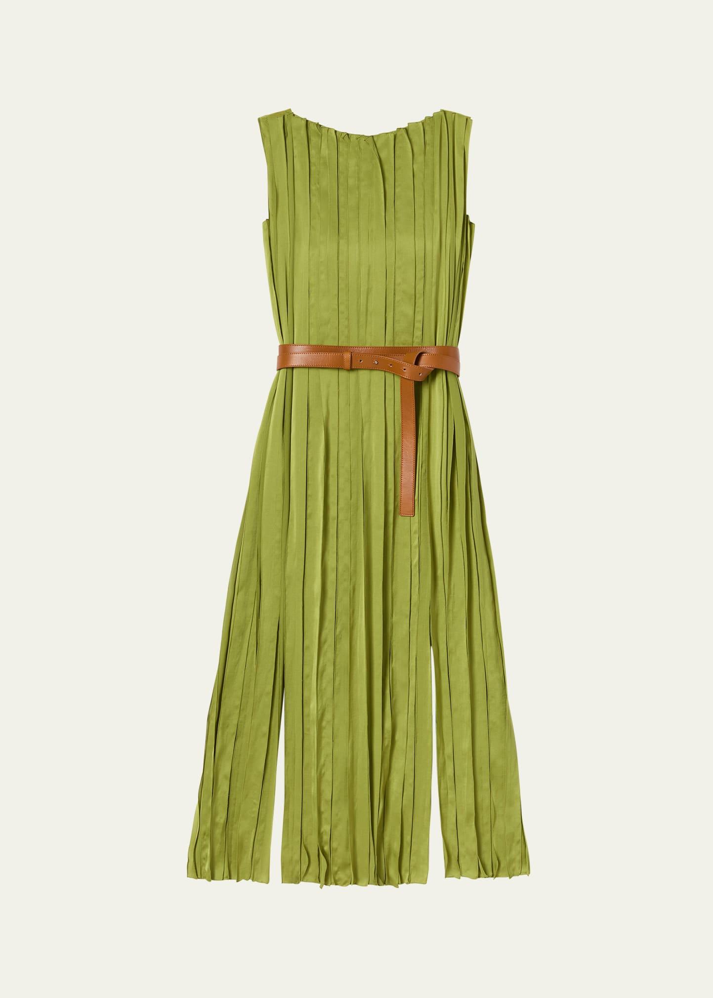 sleeveless self-paneled midi dress