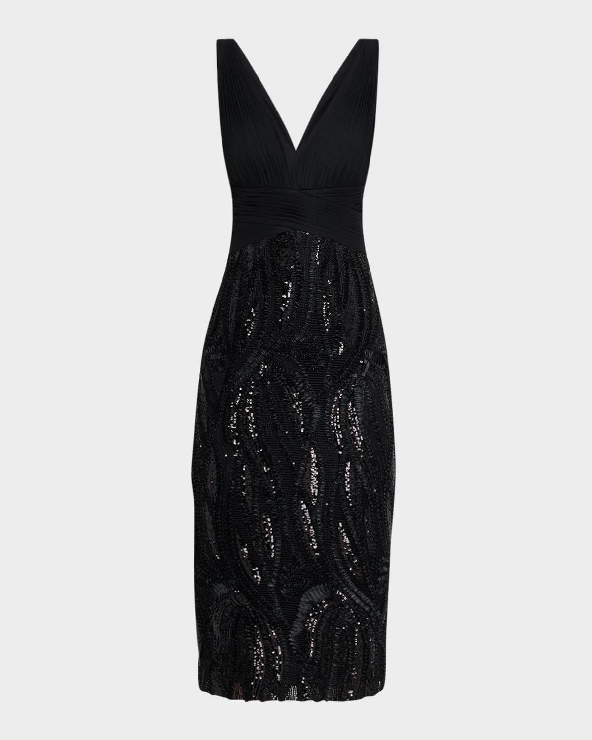 sleeveless sequin-embroidered midi dress
