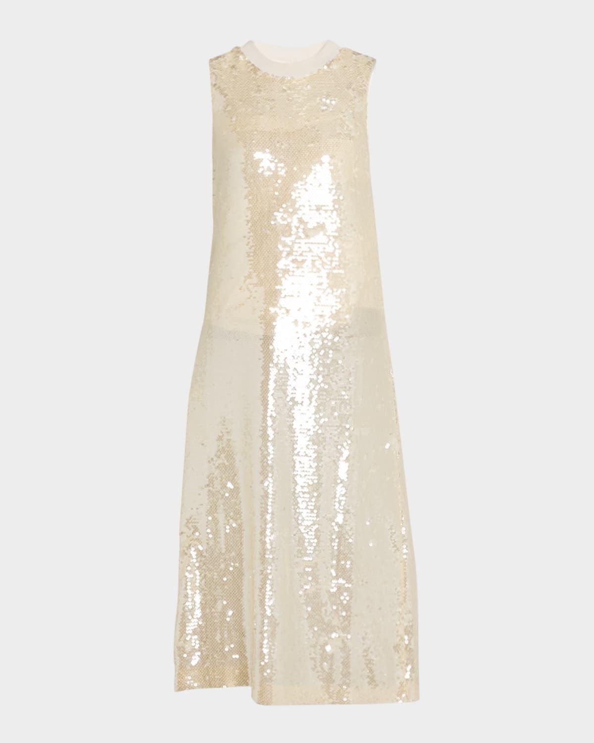 sleeveless sequin midi dress