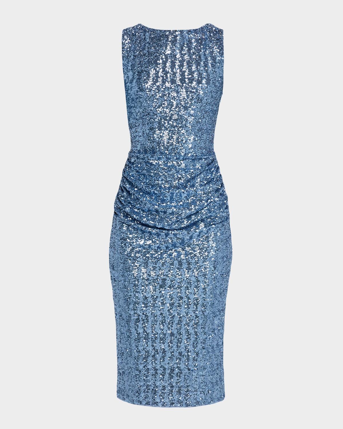 sleeveless sequin midi sheath dress