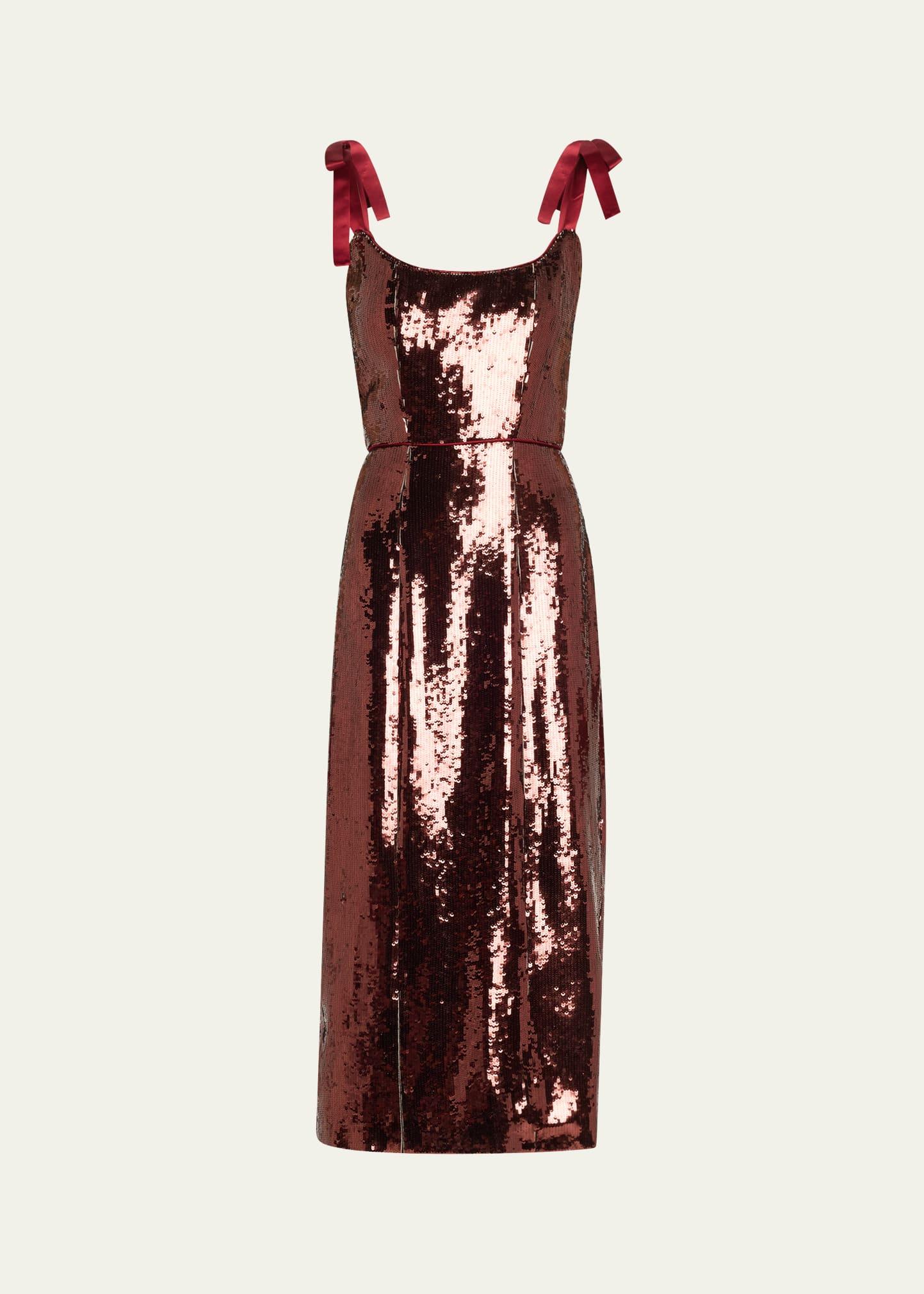 sleeveless sequin scoop-neck midi dress