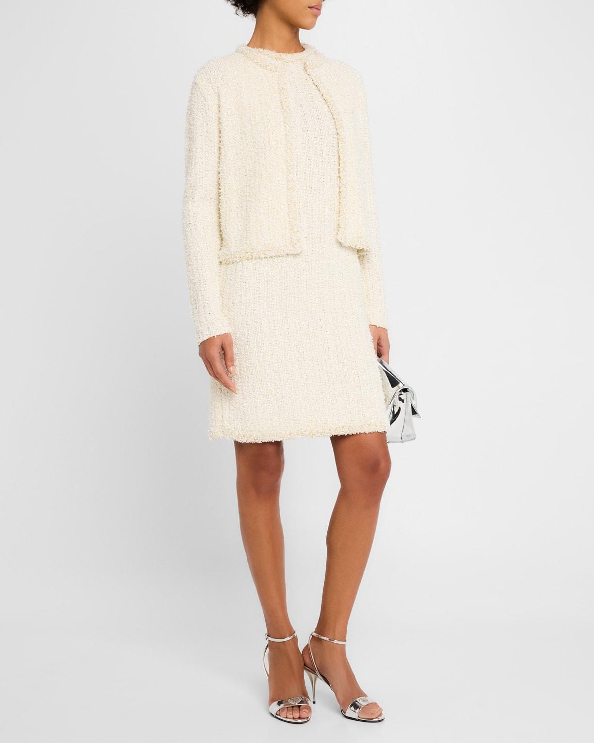 sleeveless sequin tweed mini dress