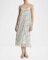 sleeveless sheer plaid midi dress