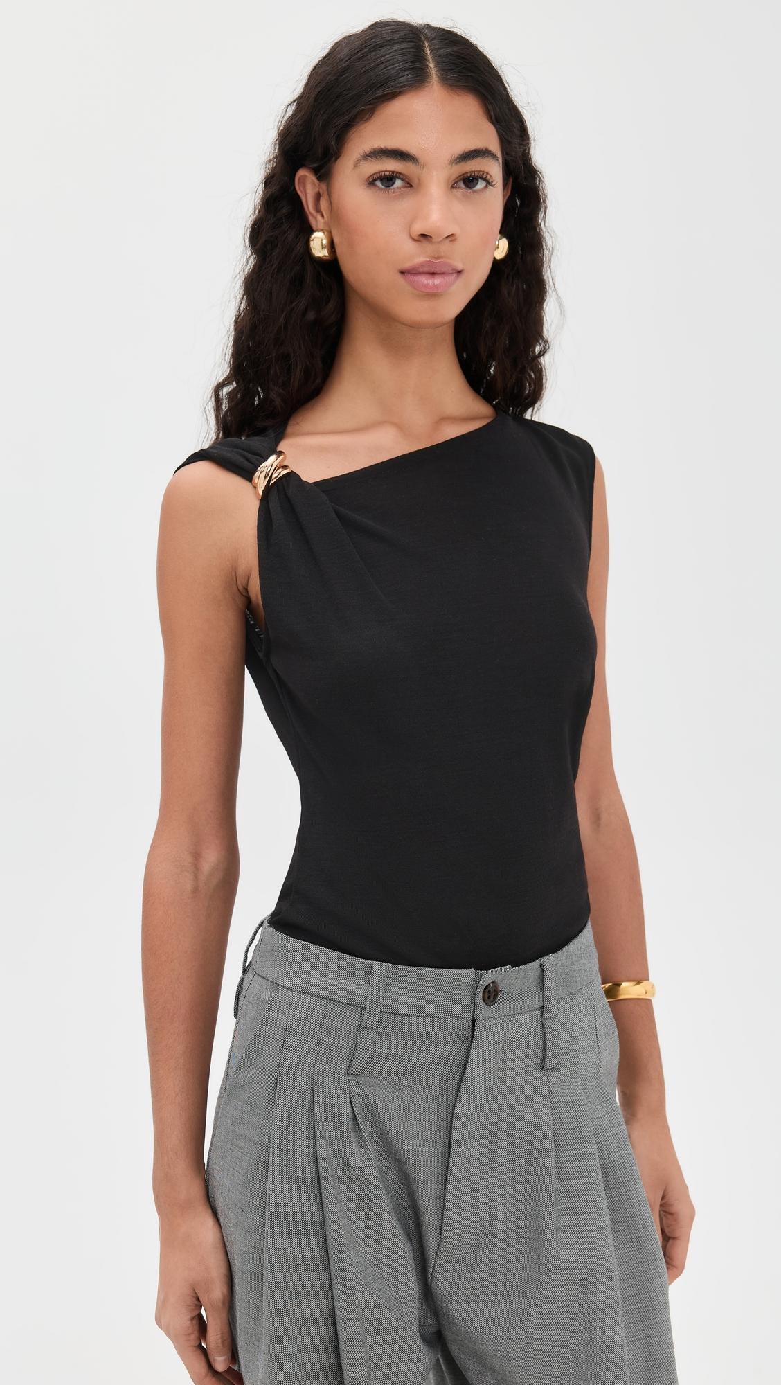 sleeveless shoulder drape top