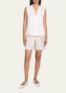 sleeveless silk camp blouse