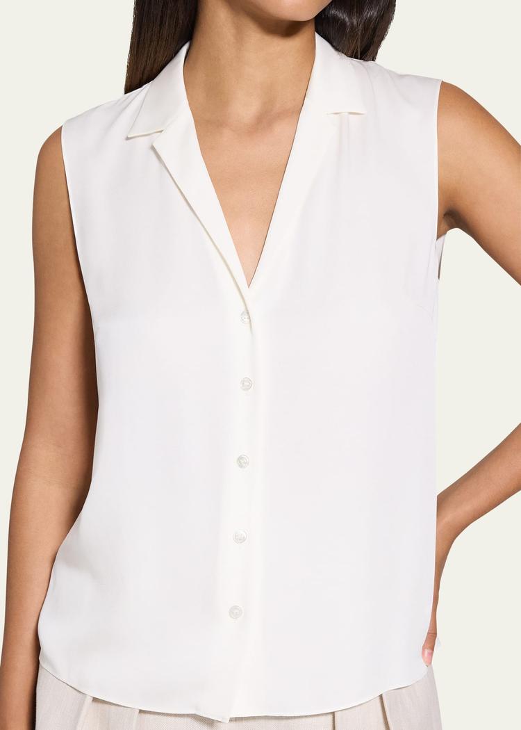 sleeveless silk camp blouse