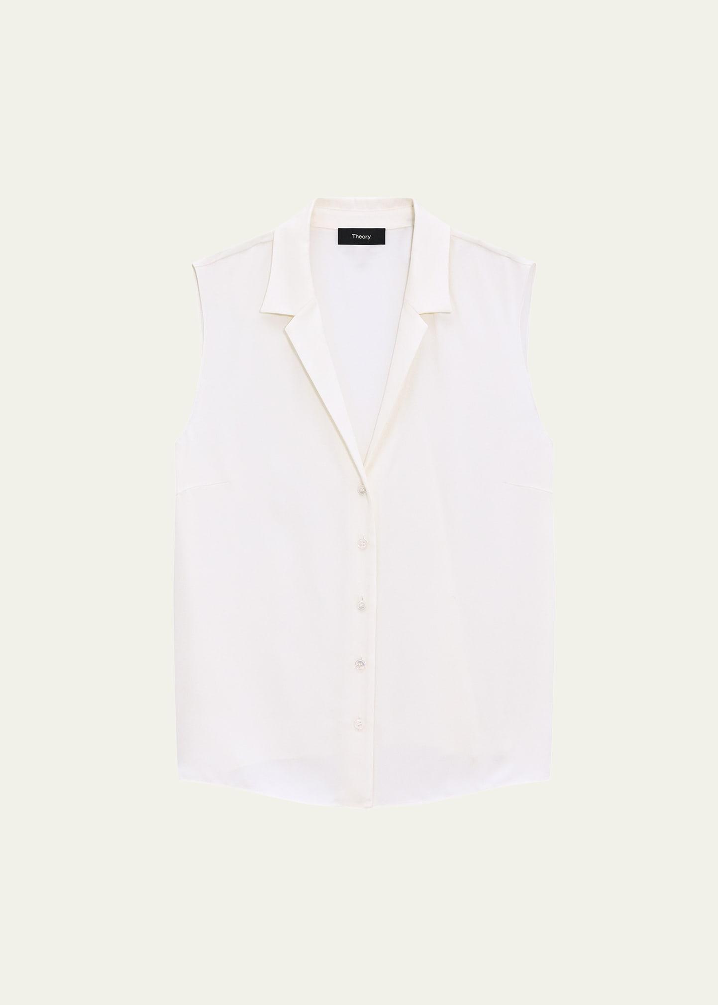 sleeveless silk camp blouse