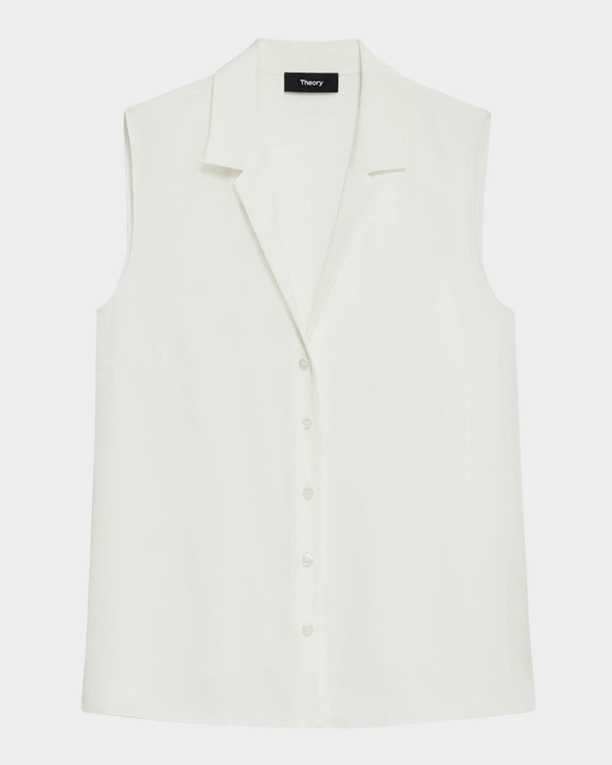 sleeveless silk camp blouse